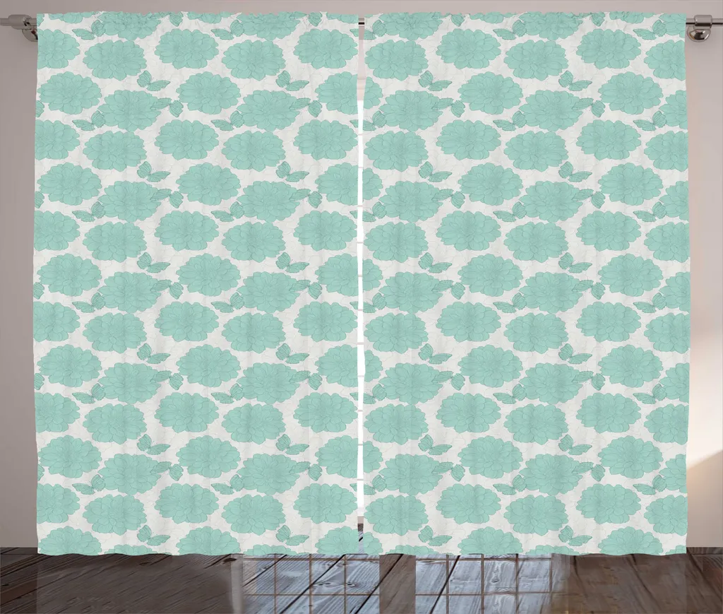 Rideau rustique motif Dahlia tons pastel 280x225 cm pour salon et chambre