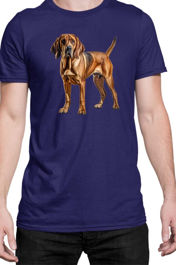Herren T-Shirt Dogs Breeds Bloodhound Dog Breed 006, Man 3XL / Dunkelblau