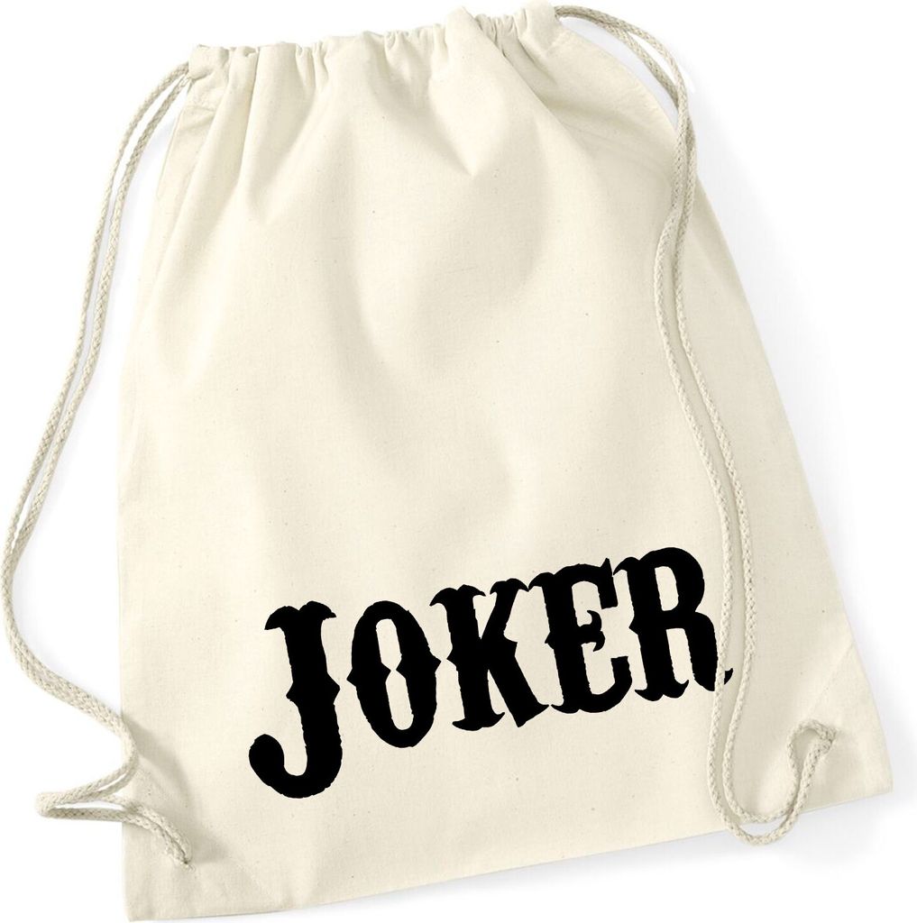 Huuraa Turnbeutel Joker Schriftzug 12 Liter Natural Baumwolle Rucksack Geschenkidee