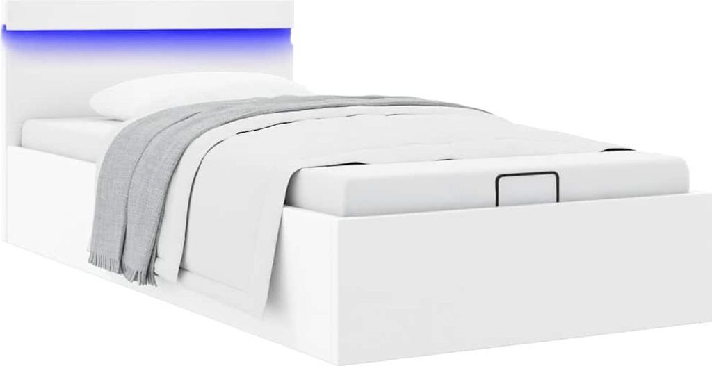 Maison Exclusive - Bett mit Bettkasten Hydraulisch LED Weiß Kunstleder 90x200cm