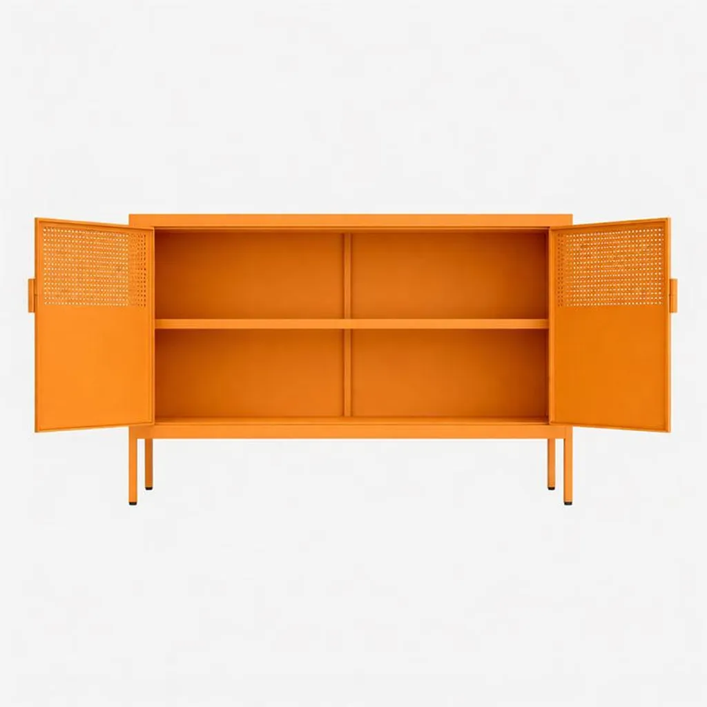 Armoire orange design industriel 100cm, stockage robuste en acier - 3