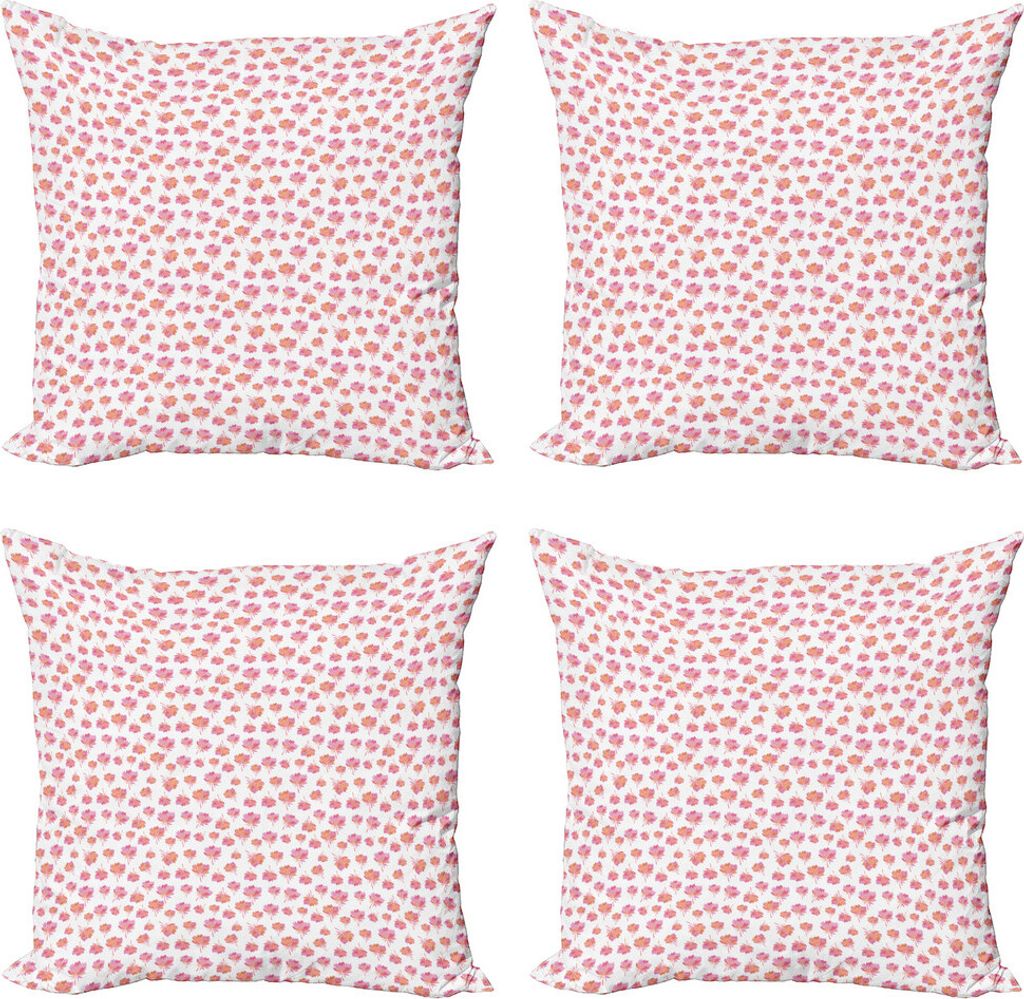 ABAKUHAUS Blumen Kissenbezug Set (4 Stück), Cartoon wilde Blüten, Moderner Doppelseitiger Digitaldruck, 50 cm x 50 cm, Mehrfarbig
