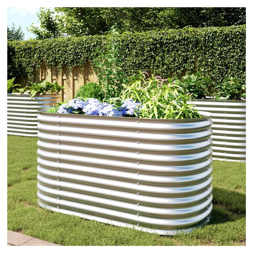 Garten-Hochbeet 160x80x81 cm aus verzinktem Stahl, Palettenrahmen, Hochteich, Gemüsebeet, Kräuterregal für Balkon, Blumenbeet, Kräuterspirale, ...