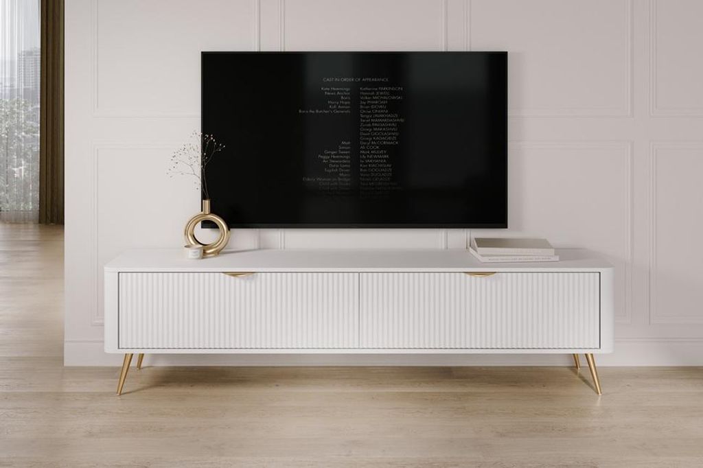 RTV-Schrank LANTO 200cm Lowboard TV-Schrank modern Wohnzimmer Möbel (Weiss)