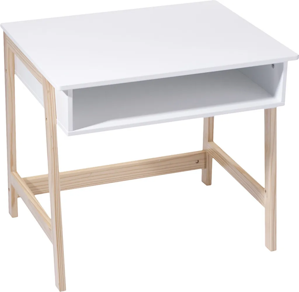 Bureau Télétravail Blanc Mayne - Poste de Travail Compact pour Petit Espace