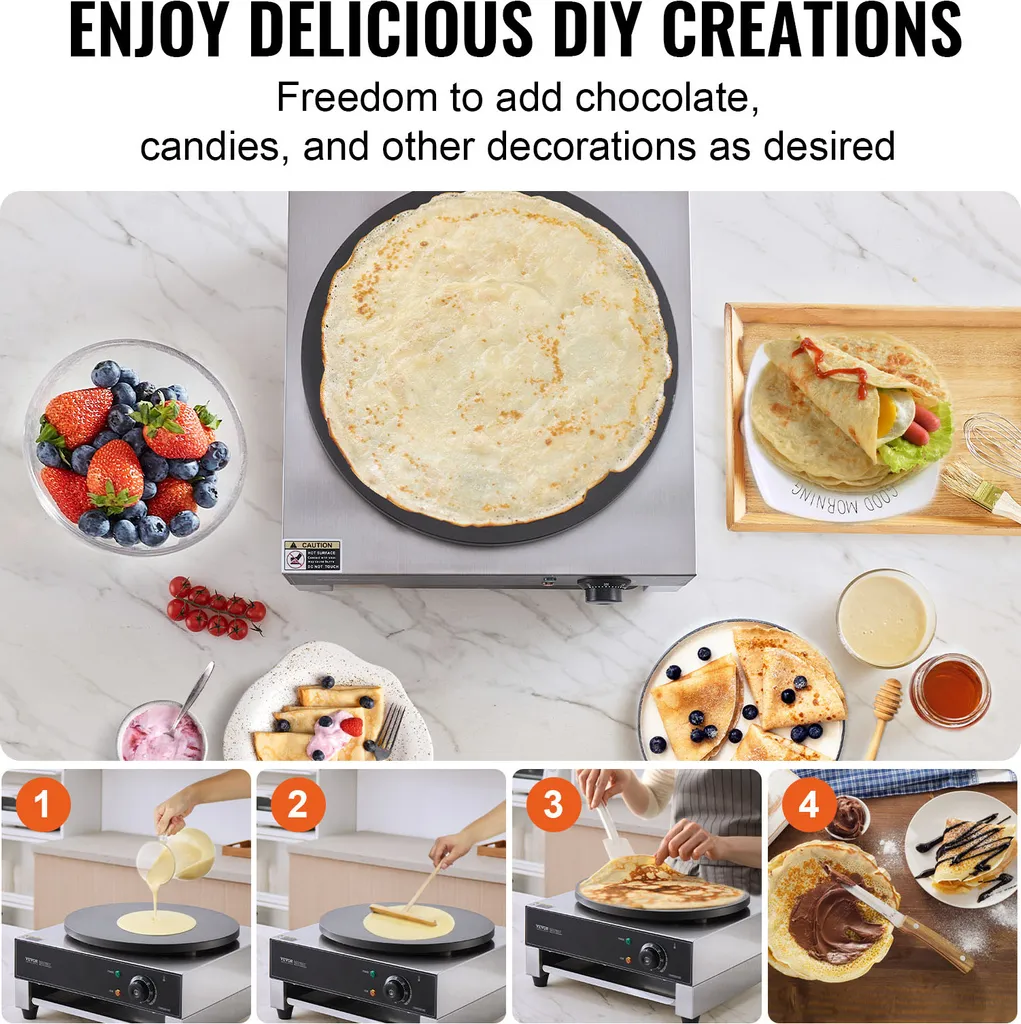 Machine à crêpes électrique 40 cm VEVOR avec thermostat réglable 1700W