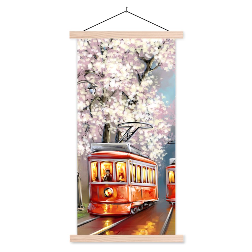 MuchoWow® Textilposter Gemälde - Ölgemälde - Straßenbahn - Produktbild 
