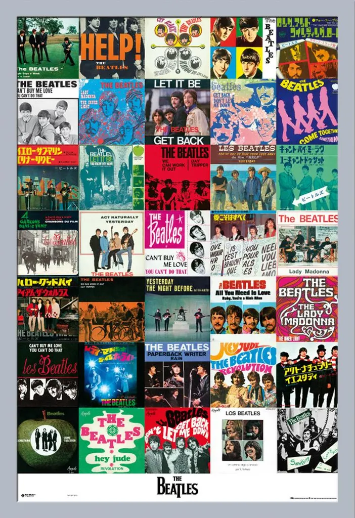 Poster The Beatles avec cadre robuste Shinsuke vitre anti-bris