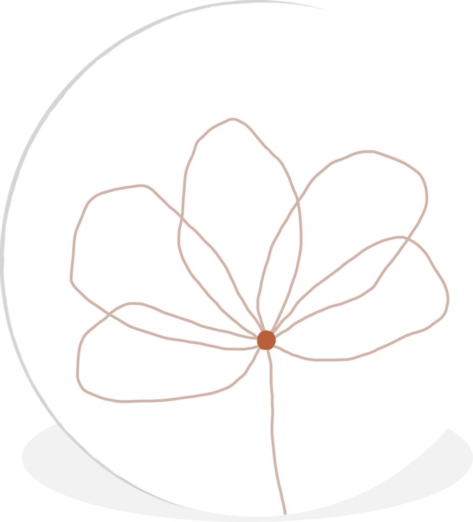 MuchoWow Rundes Wandbild - Runde Bilder Blume - Strichzeichnung - Natur Ø 30 cm Kreis Wanddekoration Kunststoff - Wandkreis - Wandschmuck - Schl...