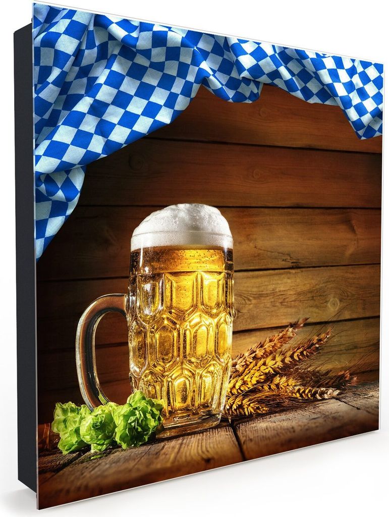 Nachbildung-Schlüsselkasten, Magnetpinnwand und Memoboard mit Glasfront Motiv Bier in Oktoberfestoptik