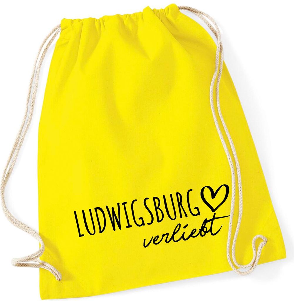 Huuraa Turnbeutel Ludwigsburg verliebt 12 Liter Yellow Baumwolle Rucksack Geschenkidee
