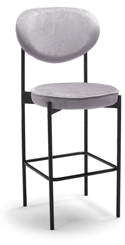 Chaise de bar design en velours gris LIER - Lot de 2 tabourets de cuisine