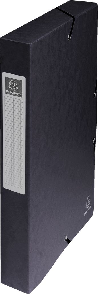 Exacompta 8x Archivbox Karton, 600g, Rücken 40mm + Etikett, A4, Schwarz, 50401E