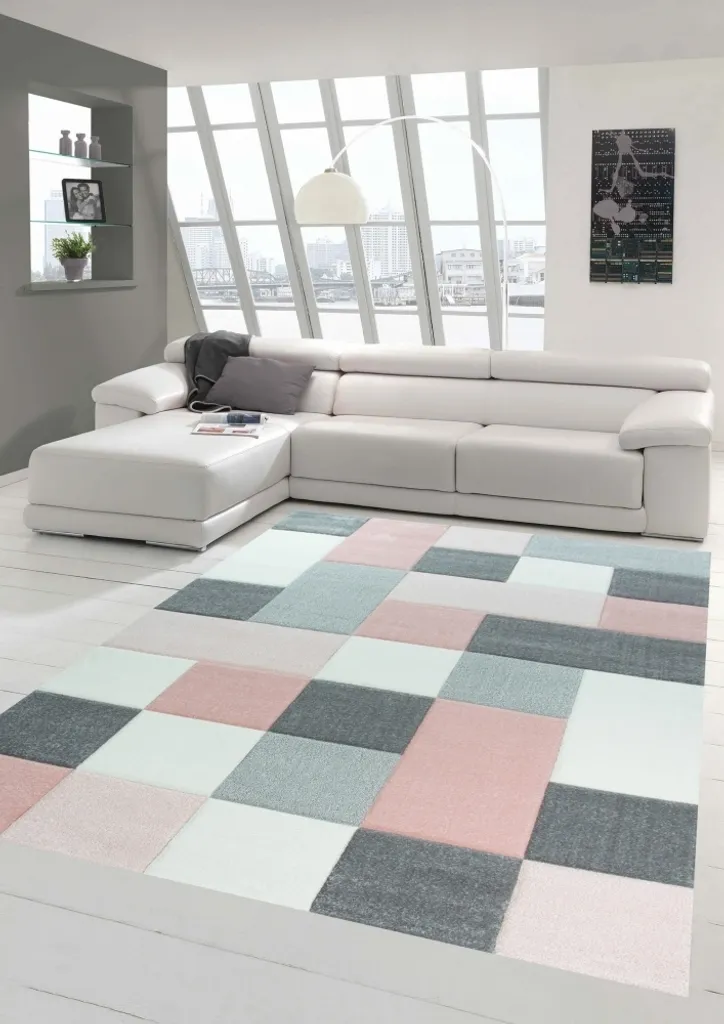 Tapis de Chambre Fille Rond 120 cm Rose et Gris - Ambiance Douce et Cosy