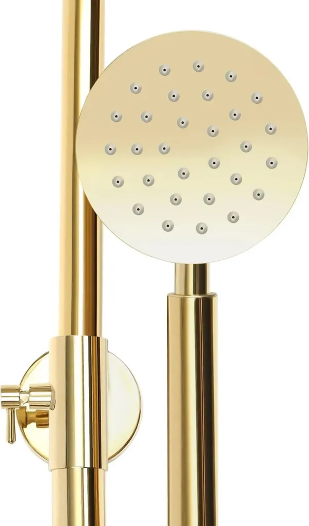 Colonne de douche dorée thermostatique avec grand ciel de pluie et douchette - 7