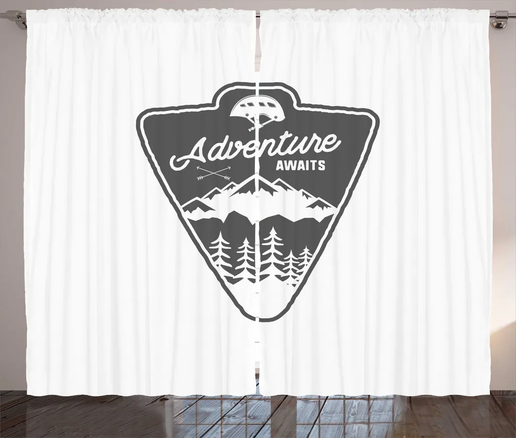 ABAKUHAUS L'avventura ti aspetta Tenda rustica, campeggio ed escursionismo Design, camera da letto Tenda con passanti e ganci, 280 x 175 cm, bianco e grigio