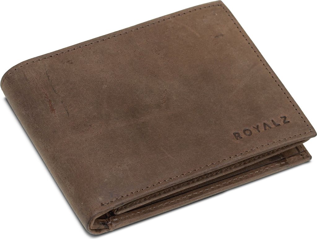 ROYALZ "Detroit" Geldbörse Herren Leder RFID-Schutz Geldbeutel kompaktes Portemonnaie Querformat Männer Brieftasche im Vintage Design