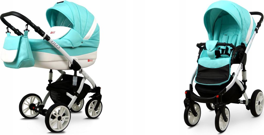 BabyLux Lilly | 2in1 Kinderwagen Set | Mint | Kombikinderwagen | Kinderwagenset | Buggy + Babyw