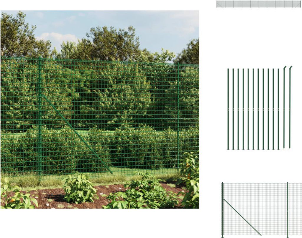 vidaXL Maschendrahtzaun mit Bodenflansch Grün 2x25 m - Zaunfelder