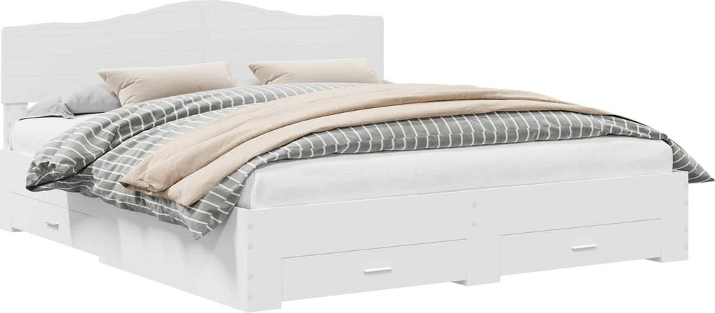 vidaXL Bettrahmen mit Kopfteil Weiß 200 x 200 cm Holzwerkstoff