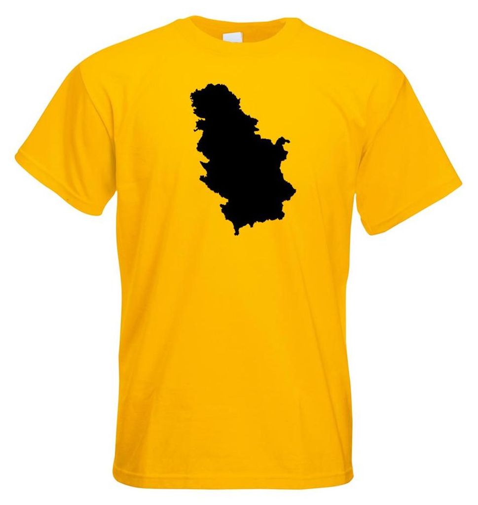 Kiwistar - T-Shirt - gelb - Serbien Umriss Kontur Herren Funshirt Bedruckt Design Sprüche Spruch Motive - mit Motiv Bedruckt - Funshirt Design - S...