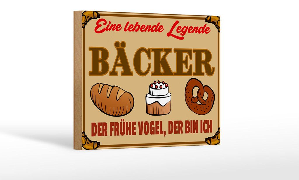 Holzschild Essen 18x12cm Lebende Legende Bäcker Brot Produktbild 
