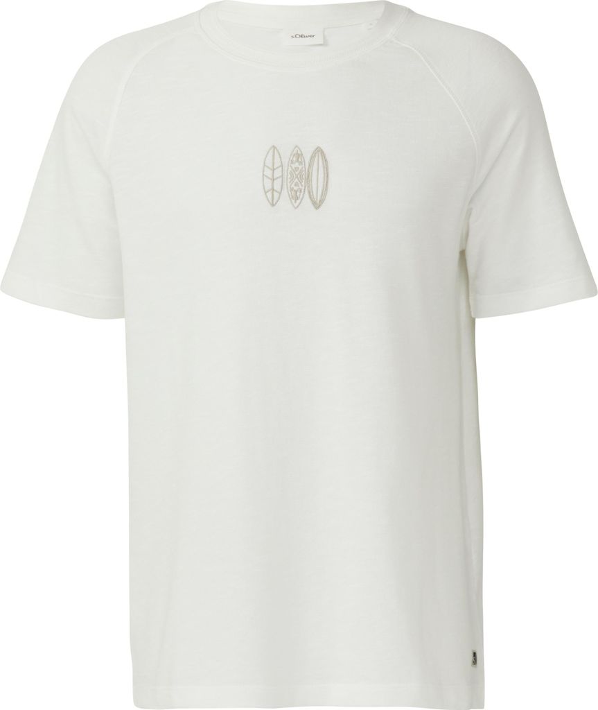 s.Oliver T-Shirt Rundhalsausschnitt Regular Fit Flammgarn-Jersey mit Logo-Stickerei