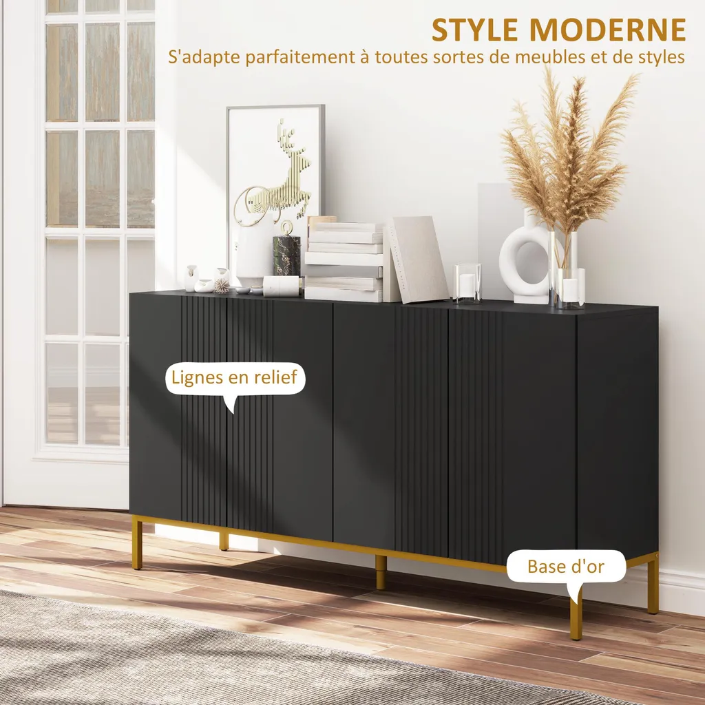 Buffet Design Noir et Or : Solution de Rangement Élégante et Compacte - 3