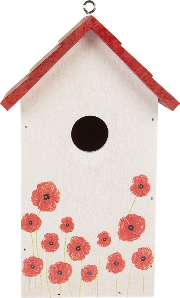 Clayre & Eef Vogelhaus 15x10x22 cm Weiß Holz