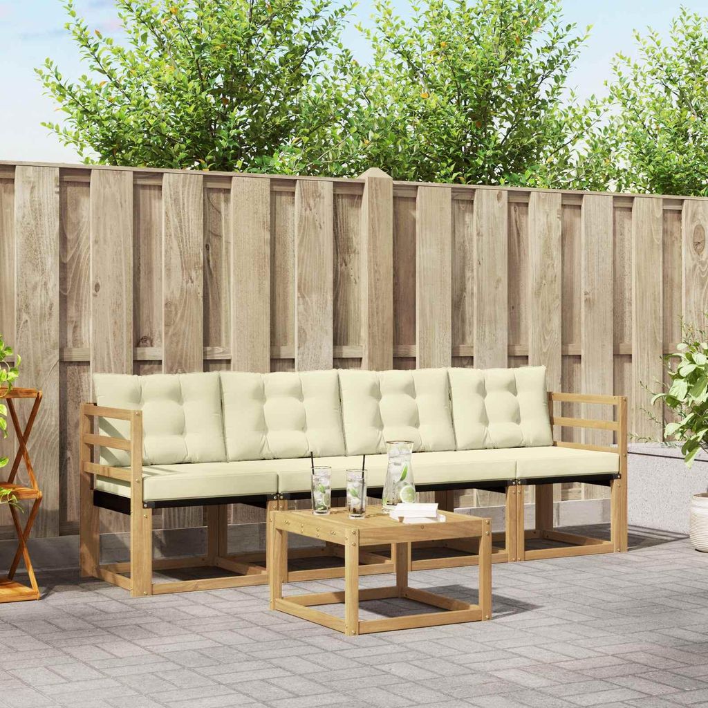 Möbel Outdoor-Sofagarnitur mit Kissen 5 pcs Weiß und CremeGartensofas - Gartensofas c3553