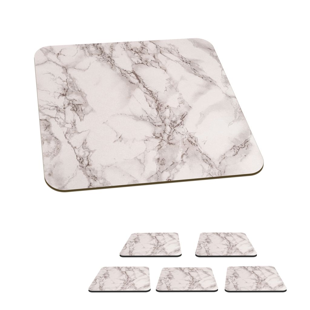 KitchenYeah Glasuntersetzer Quadratisch 6er Set Luxus - Marmor - Design 10x10 cm Untersetzer für Gläser - Getränkeuntersetzer - Tischplattens...
