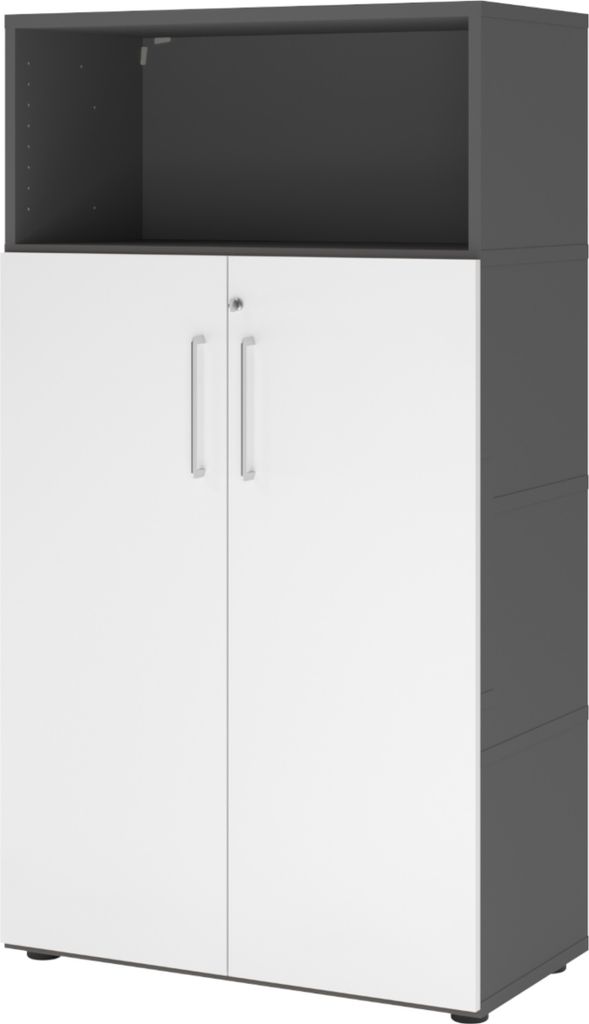 bümö flexi Aktenschrank groß mit Flügeltüren - Nachbildung: Graphit/Weiß