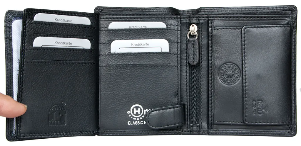 Portefeuille cuir noir anti-piratage RFID sans logo pour protéger vos données - 4