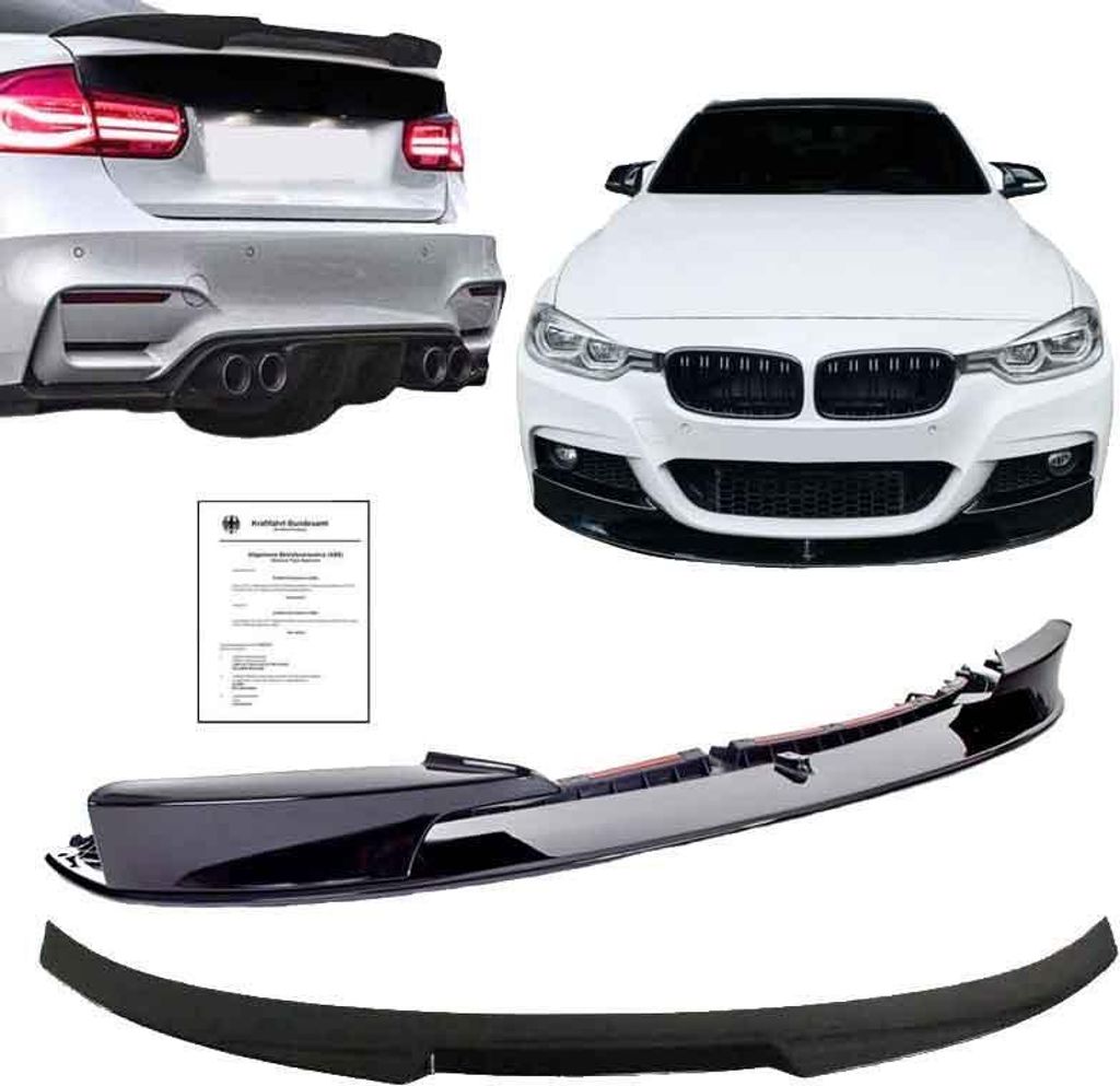 Heckspoiler Frontspoiler Spoiler Kofferraum Spoiler schwarz hochglanz paßt für BMW 3er F30 Limousine