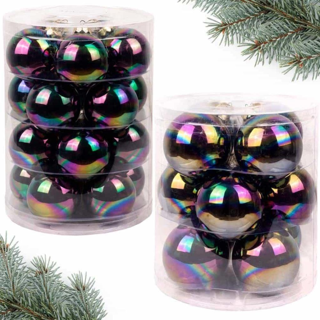 Weihnachtskugeln Set 20 Stk 6cm & 12 Stk 8cm Regenbogen Dazzling Nights