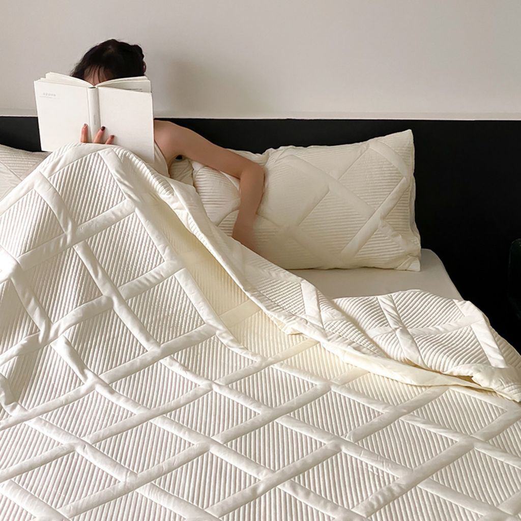 3 Stück Sommer Steppdecke Set für Schlafzimmer, klimatisierte Bettdecke und Kissenbezüge Set, Größe: 230x245 cm, Farbe: Weiß