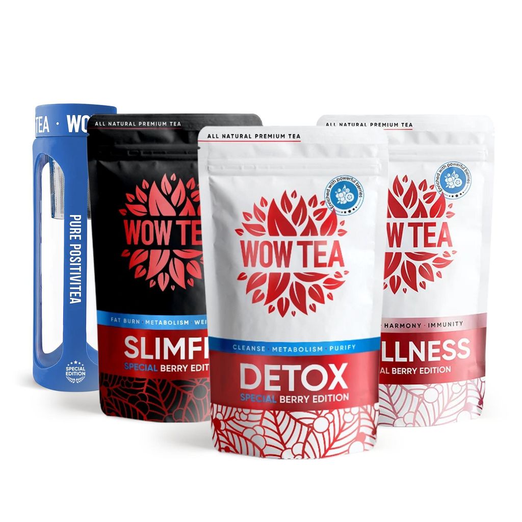 WOW TEA Berry SlimFit Tee - Natürliches 21-Tage Detox Programm - Grüner Tee & Superfoods für Stoffwechsel & Gewichtsmanagement (4er-Pack)
