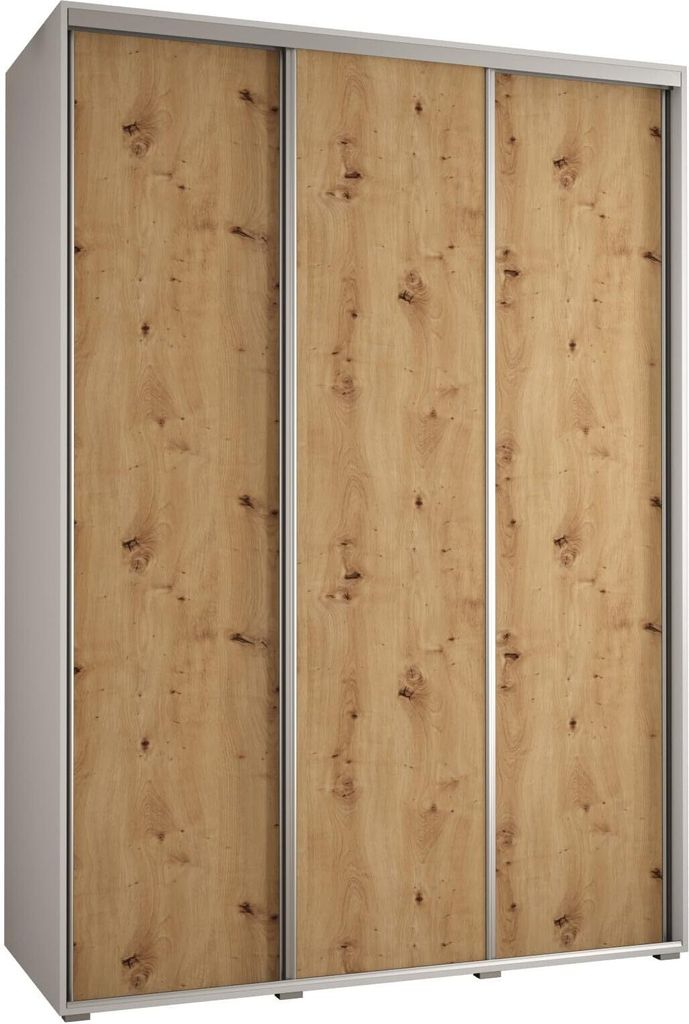 MEBLE KRYSPOL Cannes 1 Schrank mit 3 Schiebetüren - 205,2x170x60 cm - Weiß Artisan Silber