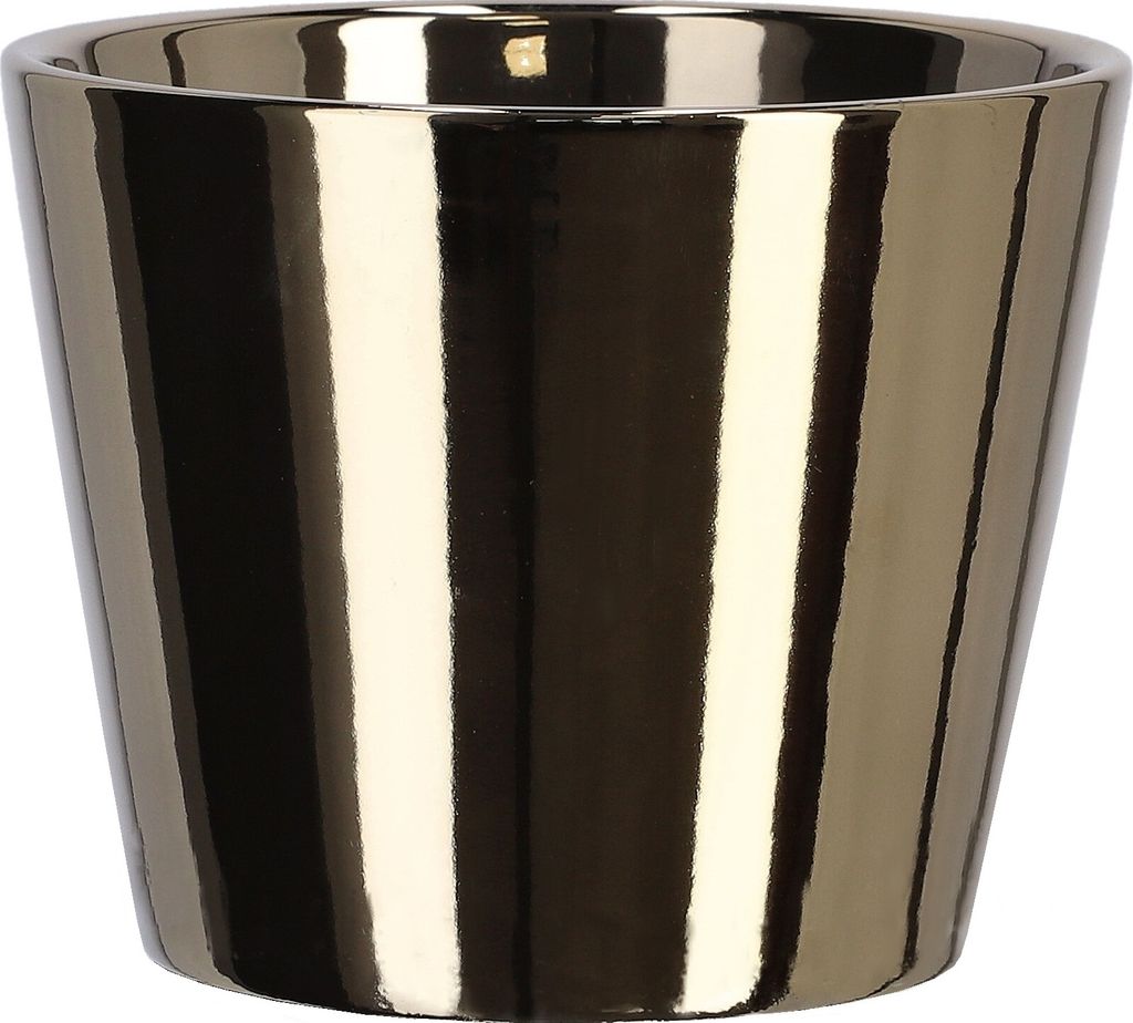 KOTARBAU Kleiner Keramik-Blumentopf 11 cm Glasiert Gold Glänzend