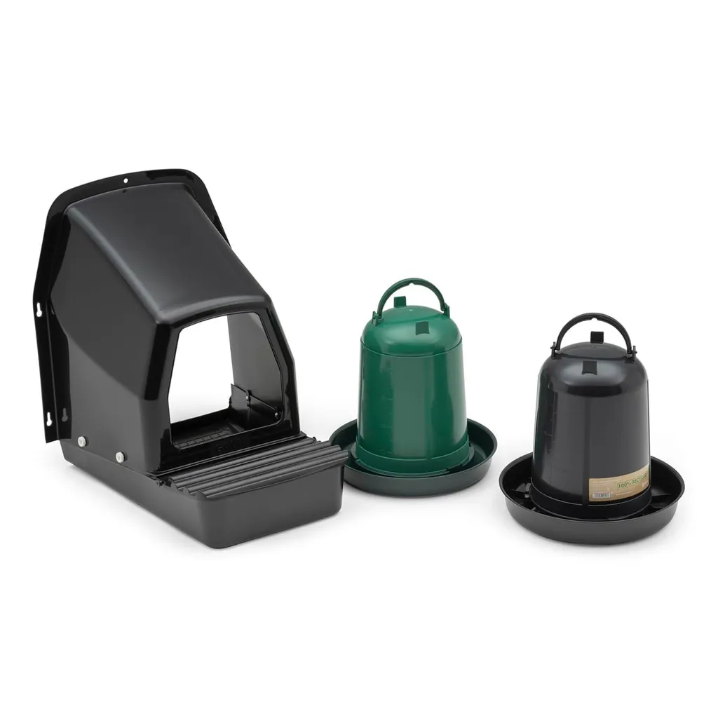 Kit poules avec abreuvoir et distributeur automatique pour jardin bio