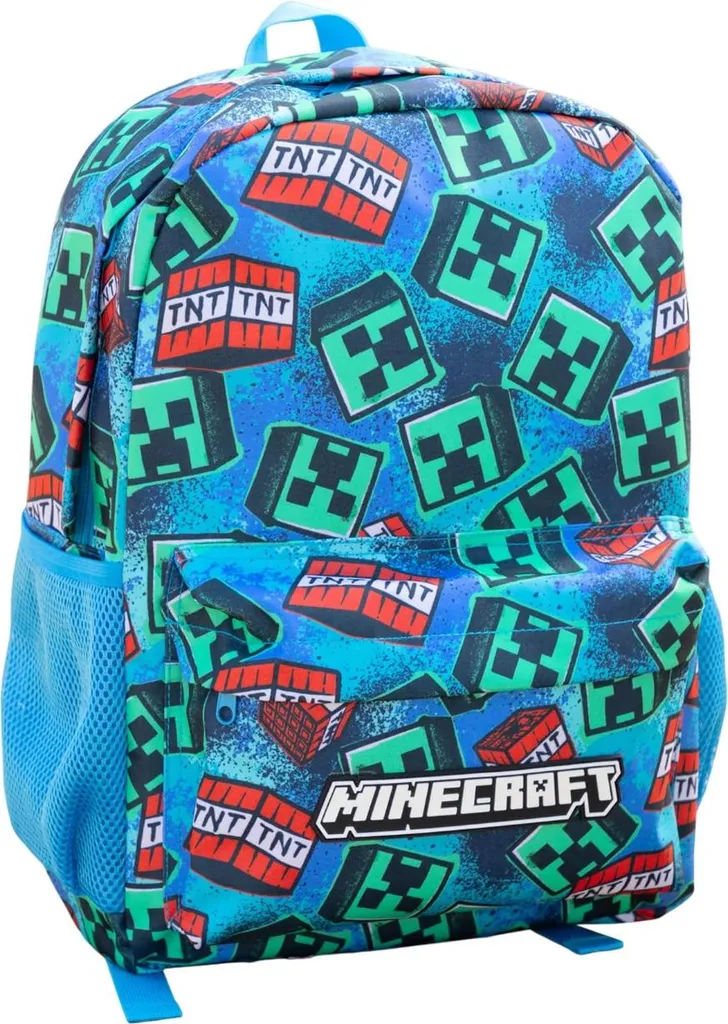 Cartable scolaire Minecraft bleu avec logo NS9136 pour petit garçon