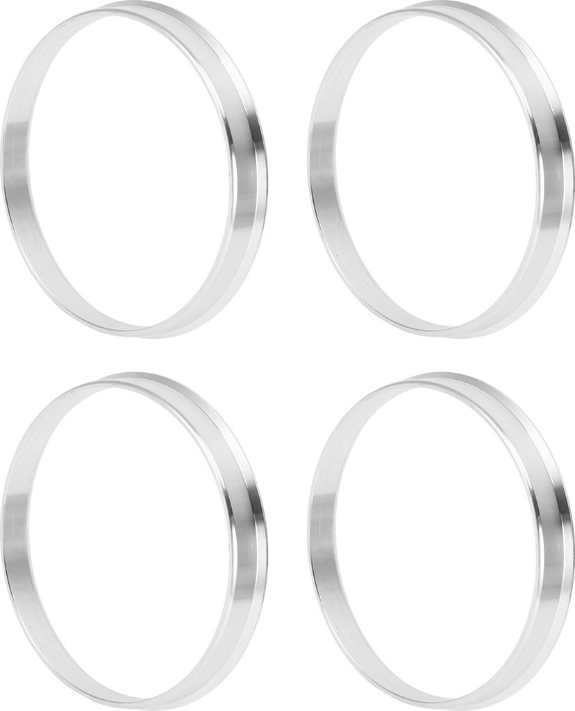 Autofelgen-Naben-Zentrierringe OD 76,1 mm bis ID 72,6 mm Räderzentrumswelle Stoßdämpfende Nabenringe aus Aluminiumlegierung Silberfarben Langlebig