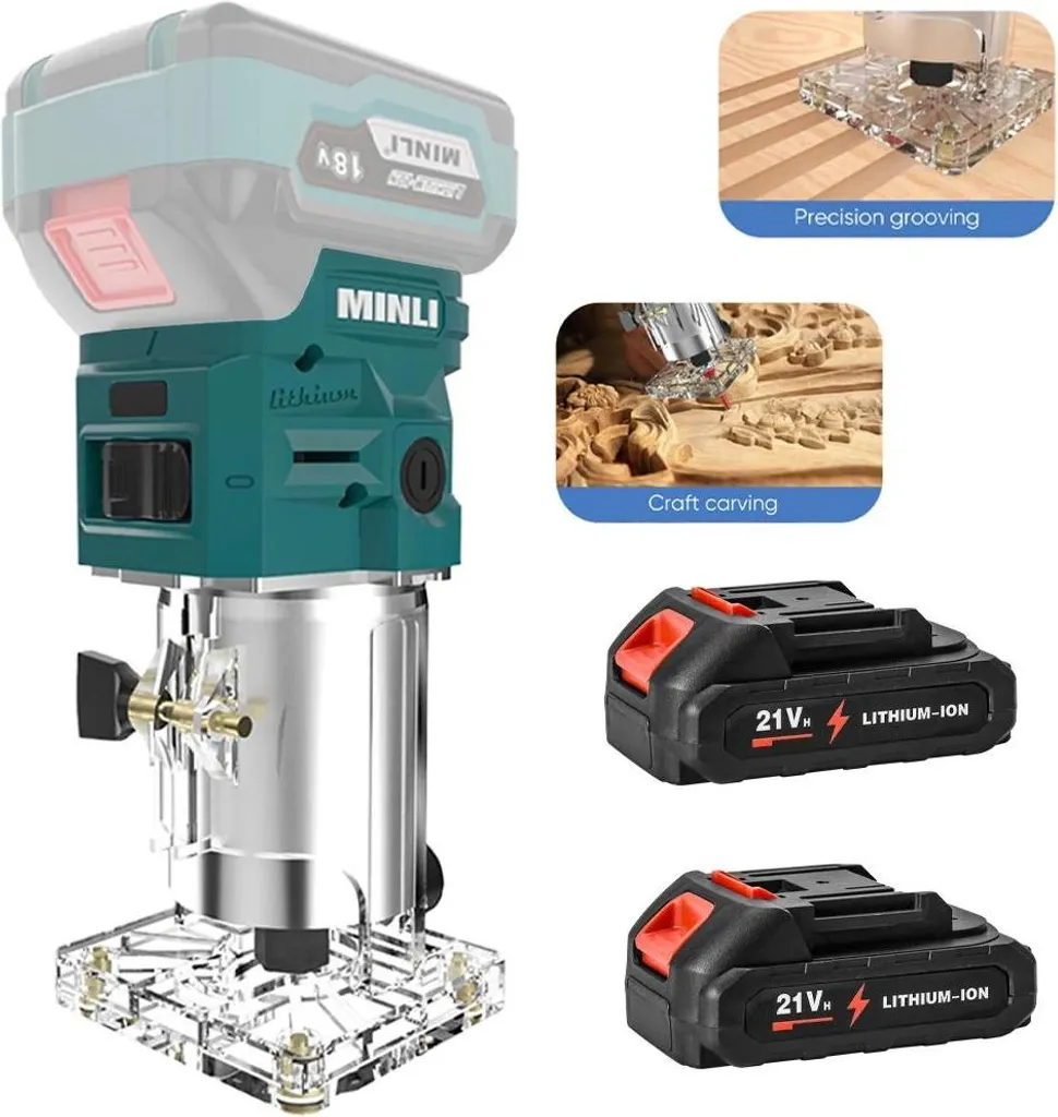 Fraise à bois haute vitesse moteur cuivre, pack avec double batterie