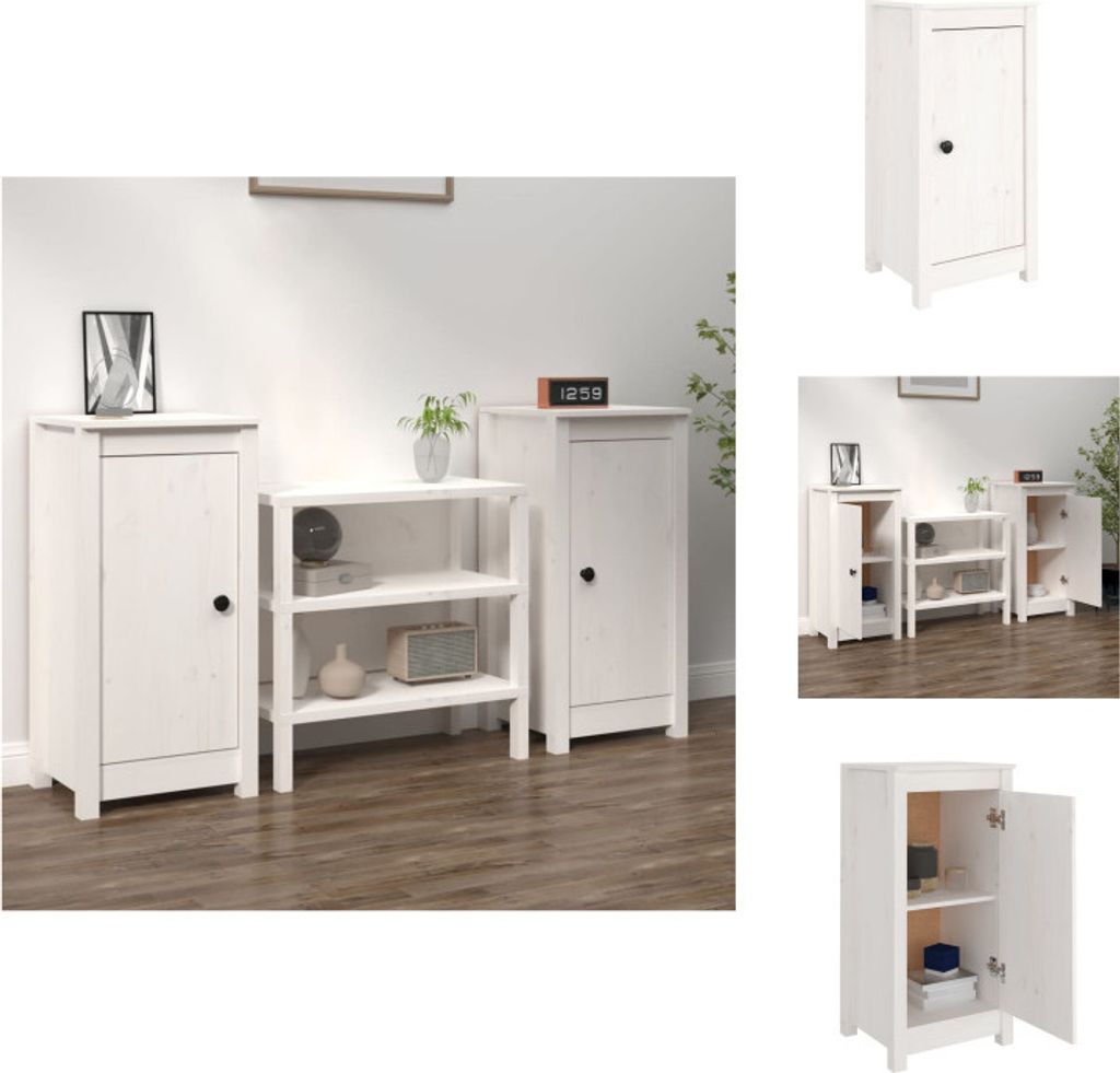 vidaXL Sideboards 2 Stk. Weiß 40x35x80 cm Massivholz Kiefer - Sideboards