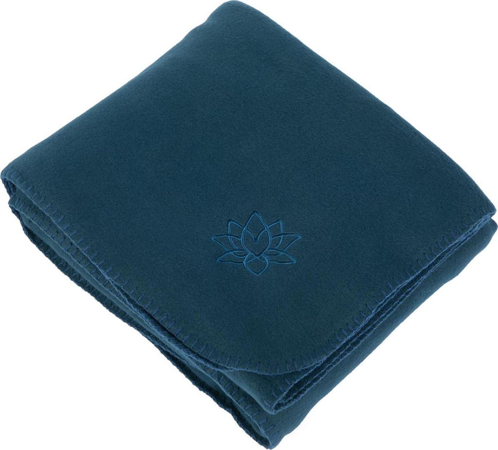 Yogadecke ASANA BLANKET aus Fleece mit LOTUS Stick dunkelblau