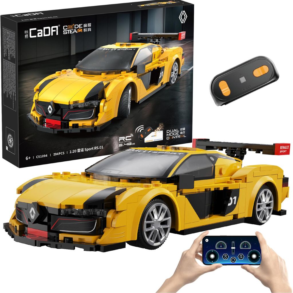 Cada Building Blocks Remote Control Sports Car 21 cm 1:20 Renault Sport RS.01 294 Stück RC Dual Mode C51094W