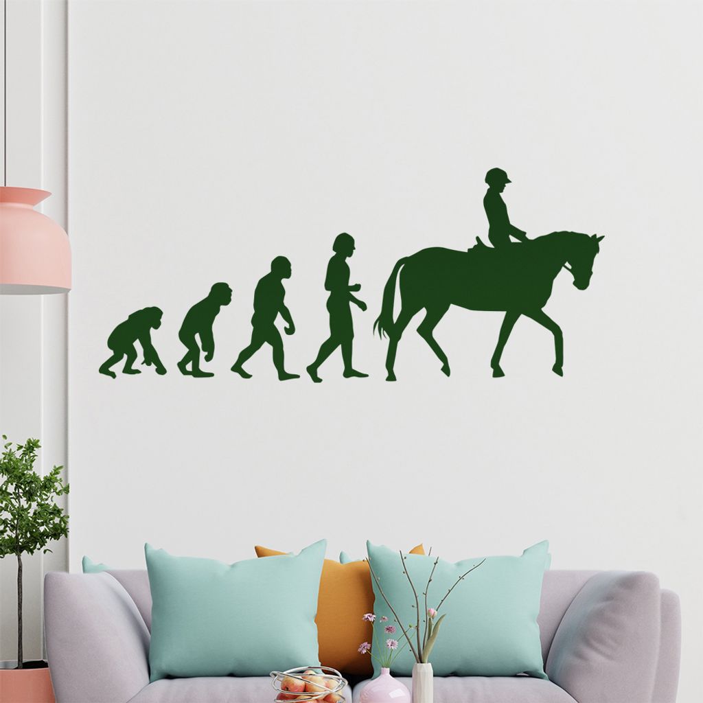 KIWISTAR Evolution Reiter Pferdesport Darwin Wandtattoo in 6 Größen - Wandaufkleber Wall Sticker - Dekoration, Küche, Wohnzimmer, Schlafzimmer, ...