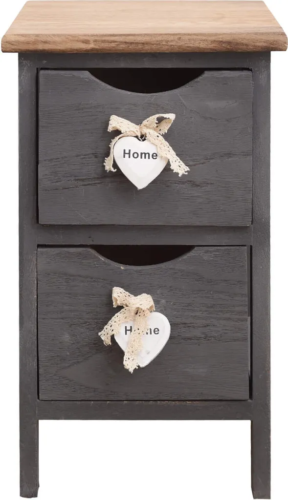 Chevet Gain de Place avec 2 Tiroirs en Bois Rebecca Mobili Gris Marron