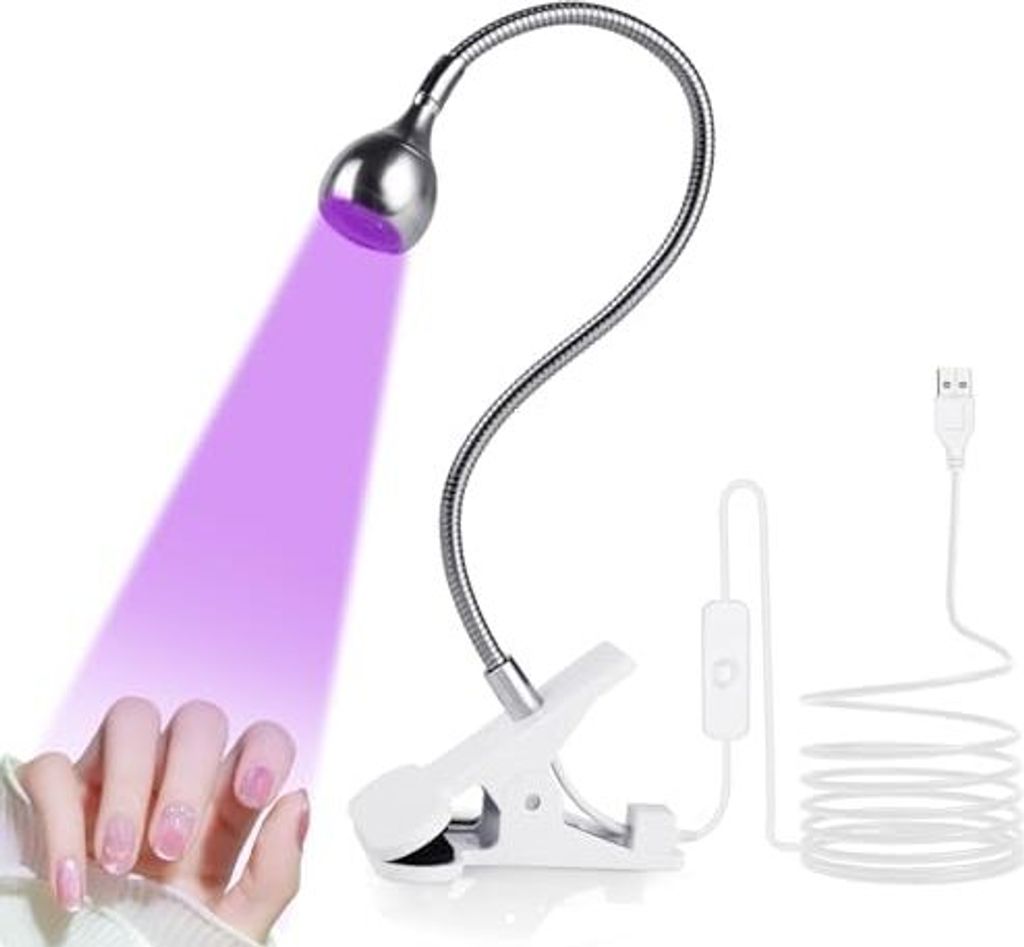 UV -Lampe -Gel -Nägel, flexibler Schwangerschuh -LED -Mini -rotierender Nagelsicherheitsclip, polnischer Härten alle Polituren, Trockner (Silber)