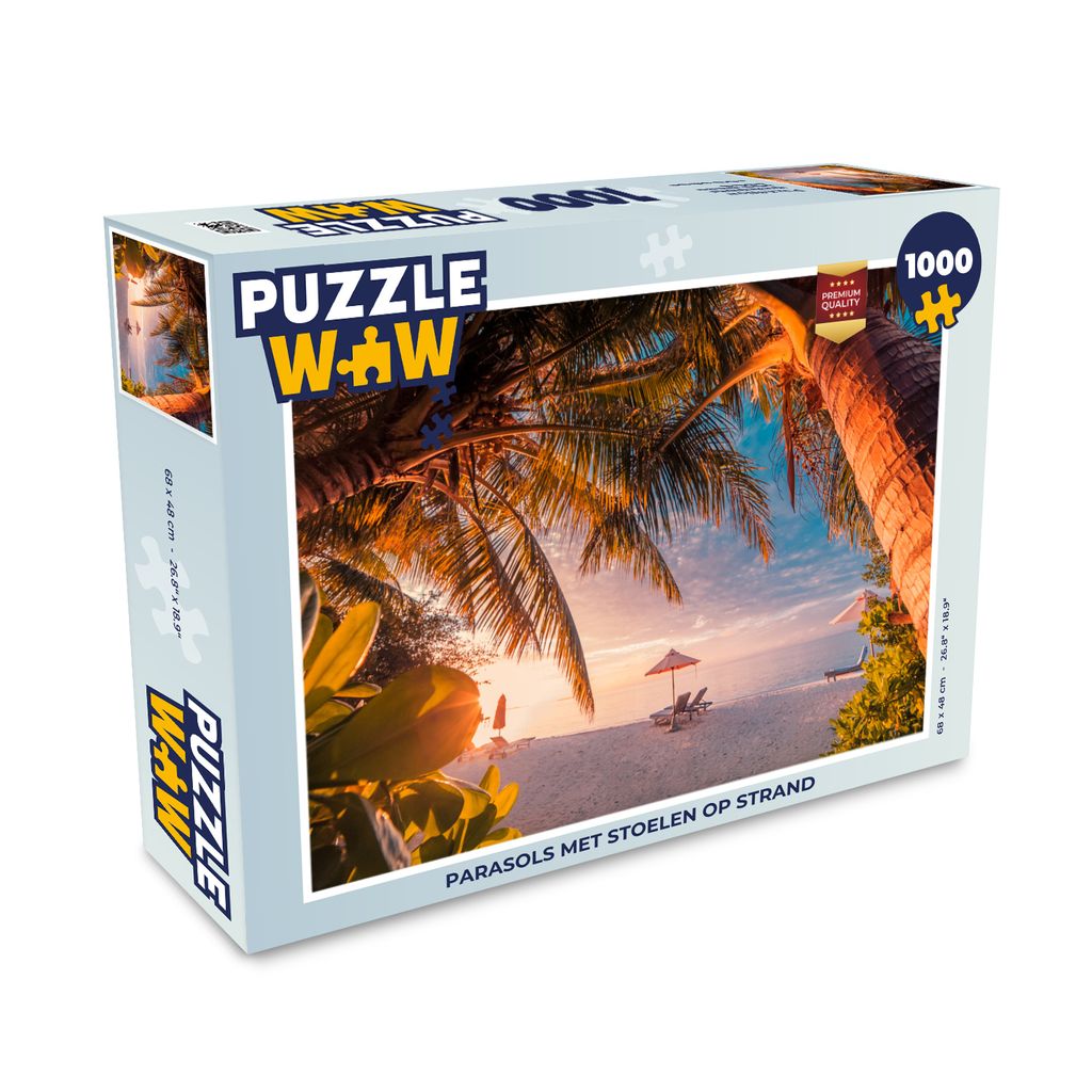 MuchoWow Puzzle 1000 Teile Sonnenschirm - Stühle - Strand - Erwachsene - Rätsel